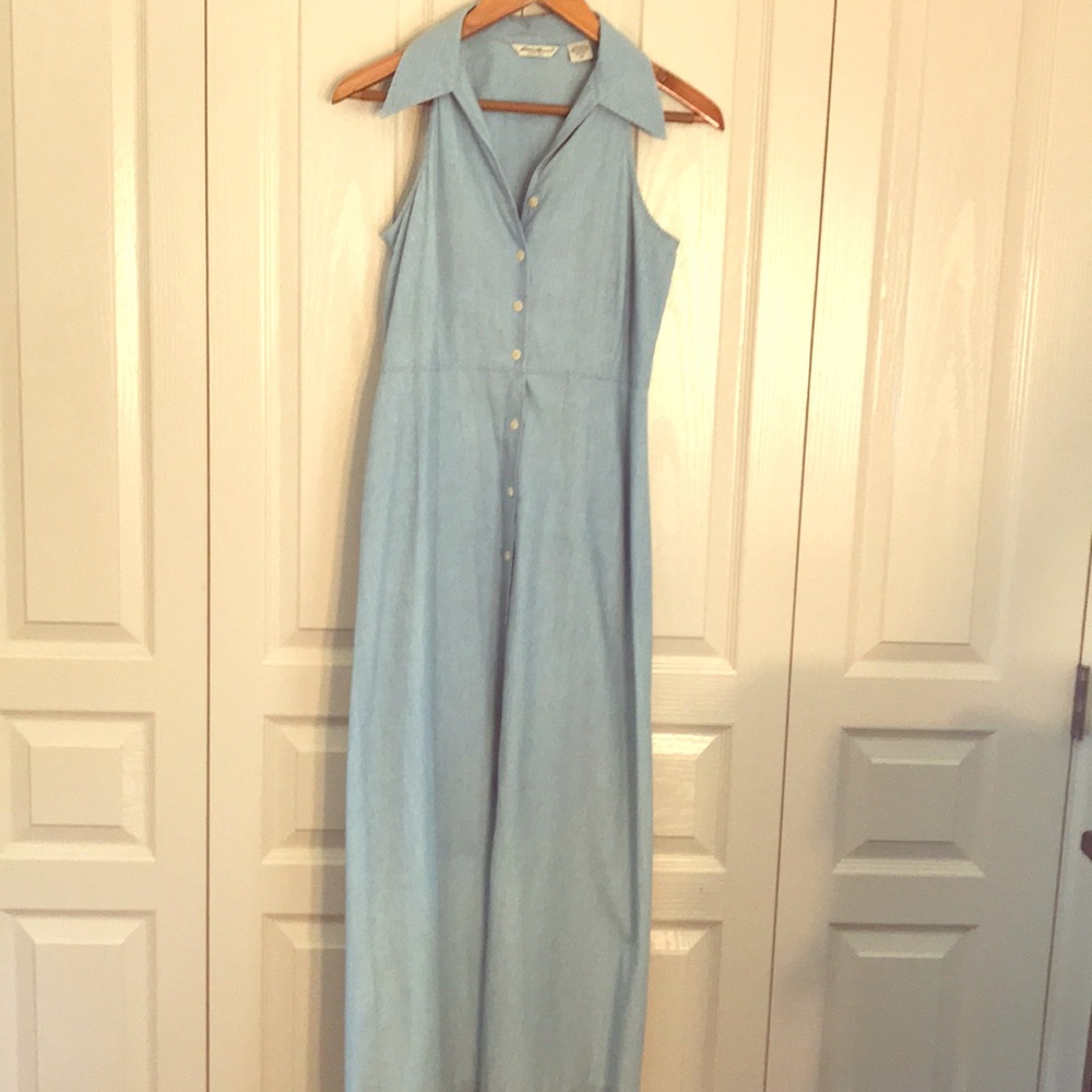 Light blue Petite MAXI jean dress